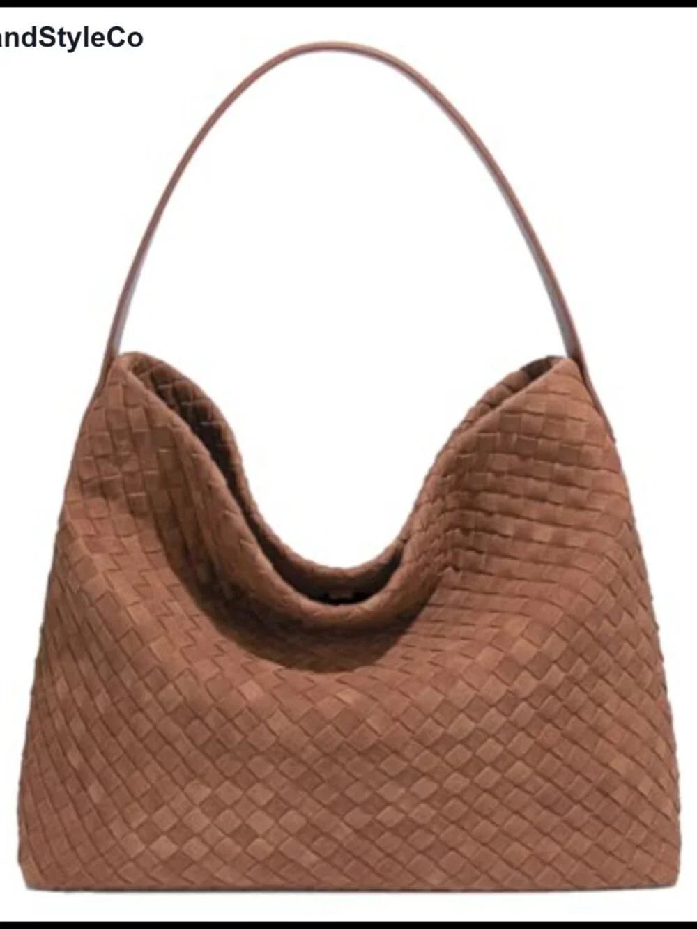 Slouchy Faux Suede Woven Hobo Bag Shoulder Satchel Tote